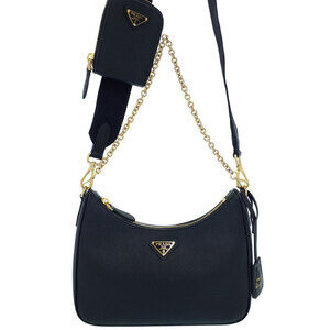 Prada ReEdition 2005 Saffiano Leather Chain Shoulder Bag Black